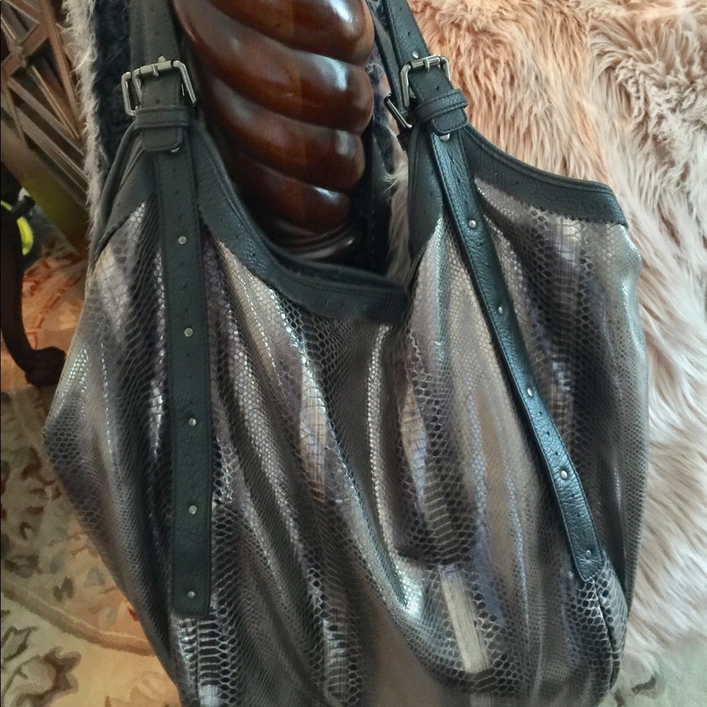 Cynthia Vincent Metallic Leather Hobo Bag